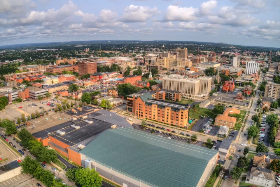 Aerial view of Erie, Pennsylvania.